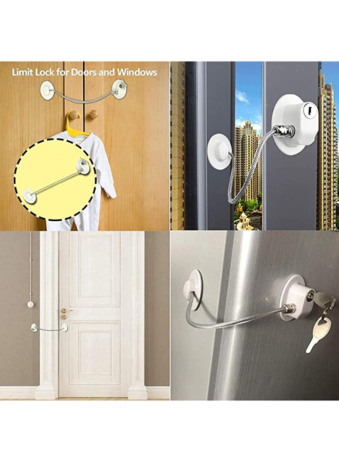 Generic - Pack of 4 Safety Cable Fridge Window Lock With Key Set - Image 1