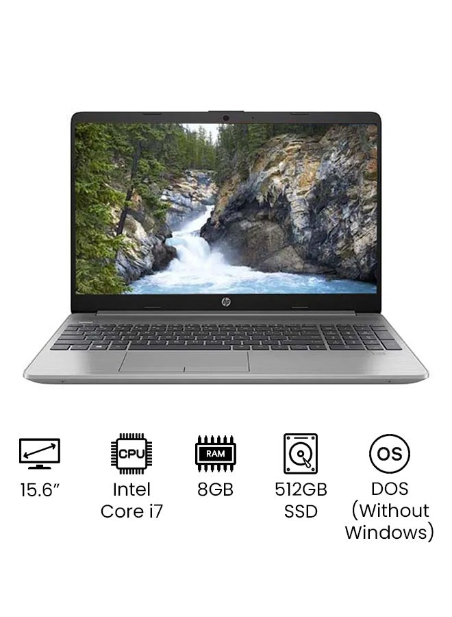 HP - 250 G8 (Upgraded Version) Laptop With 15.6-Inch Full HD Display, Core i7 Processor/8GB RAM/512GB SSD/DOS/Integrated Intel Iris Xe Graphics/DOS (Without Windows) /International Version English/Arabic Silver - Image 1