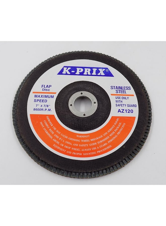 Prix Stainless Steel Flap Disc 7-inch, 120 Grade Multicolour - Image 1