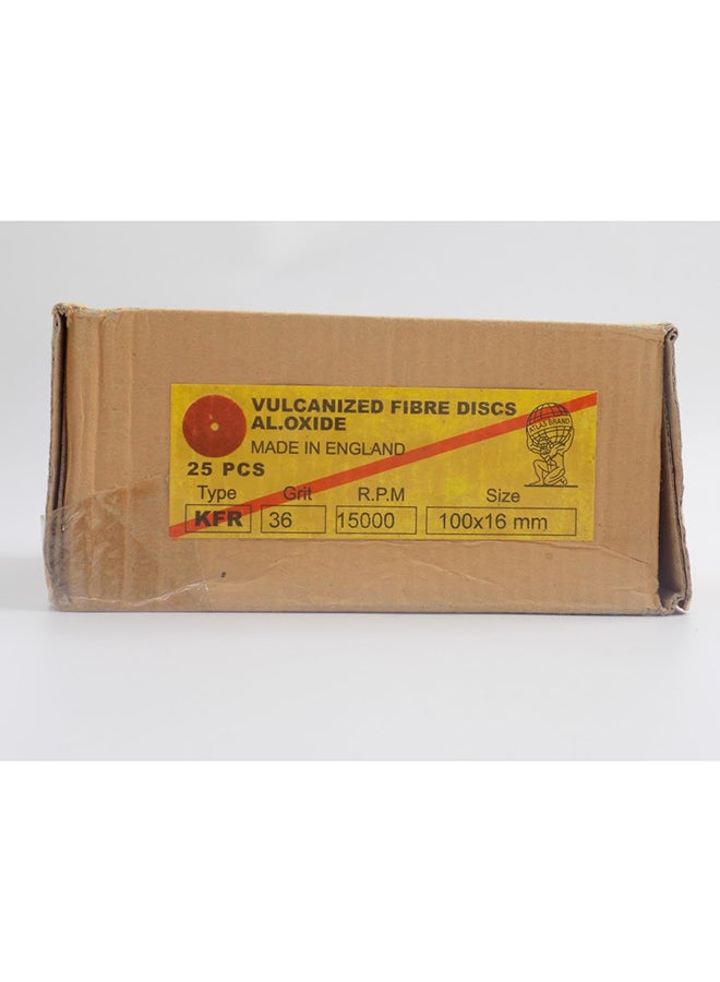بريكس Aluminum Oxide Sanding Disc 4-inch, 36 Grit (25 PCS/Box) Multicolour - Image 1