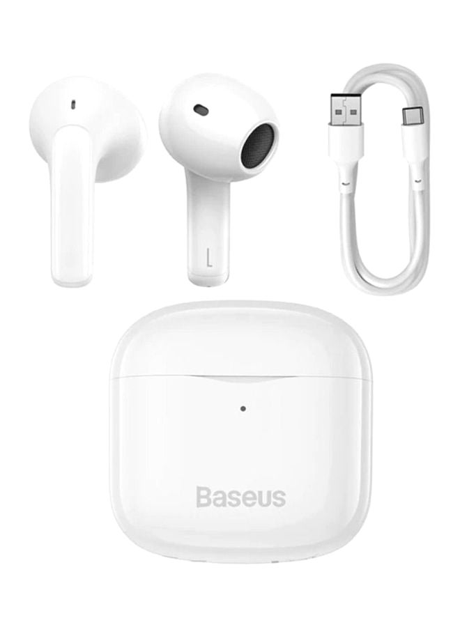 Baseus - BOYA BY E3 TWS Wireless Sports Bluetooth Earphones Stereo Sound IPX5 Waterproof Charging Case White White - Image 1