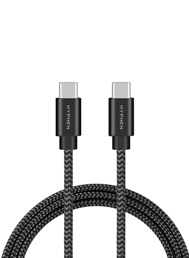 HYPHEN Type C to Type C Fast Charging Cable 60W - 2m Black - Image 1