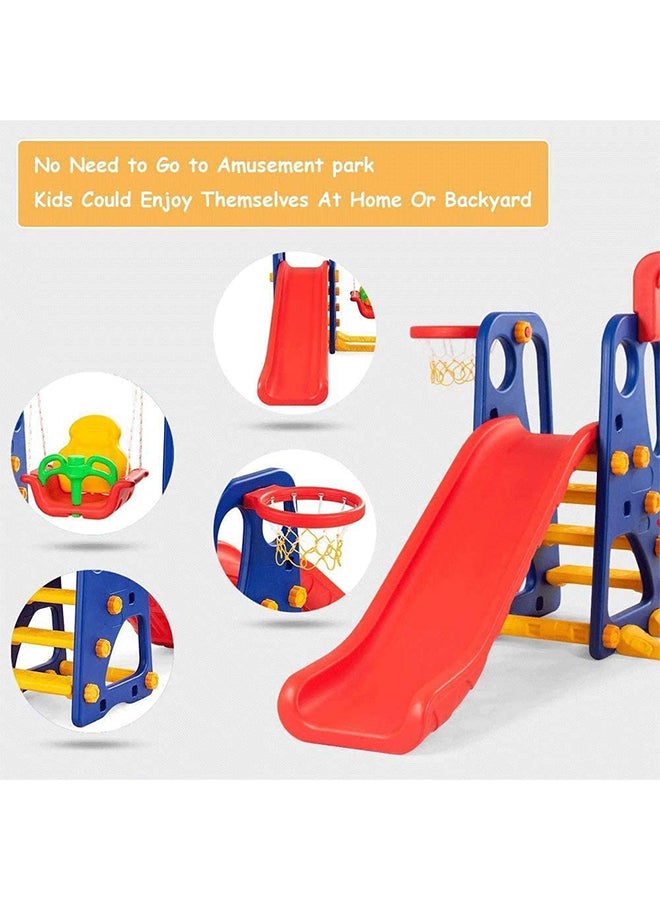 SHA - 3-In-1 Adjustable Swing And Slide With Basketball Game Learning Education Toy Set 180x162x126cm - Image 1