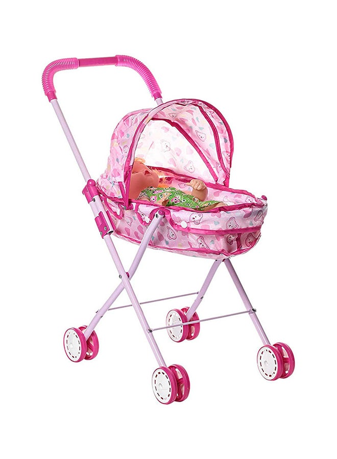 Trolley With Baby Doll For Toddlers  Plastic Material Foldable And Portable  - Image 1