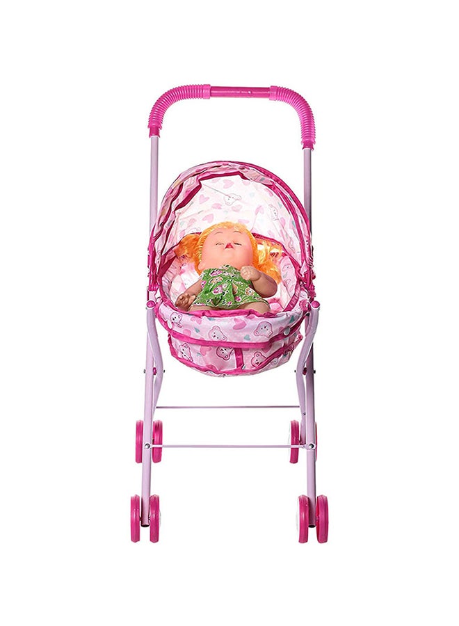 Trolley With Baby Doll For Toddlers  Plastic Material Foldable And Portable  - Image 2