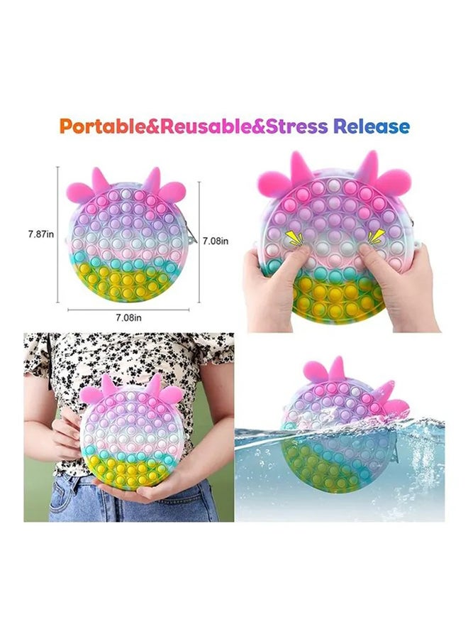 XiuWoo - 2-in-1 Stress and Anxiety Relief Push Pop Bubble Silicone Unique Fidget Toy Shoulder Bag 7.08x7.08x7.87inch - Image 1