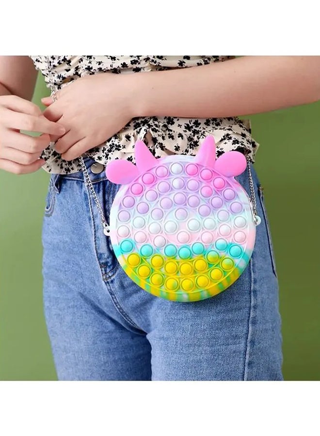 XiuWoo - 2-in-1 Stress and Anxiety Relief Push Pop Bubble Silicone Unique Fidget Toy Shoulder Bag 7.08x7.08x7.87inch - Image 1