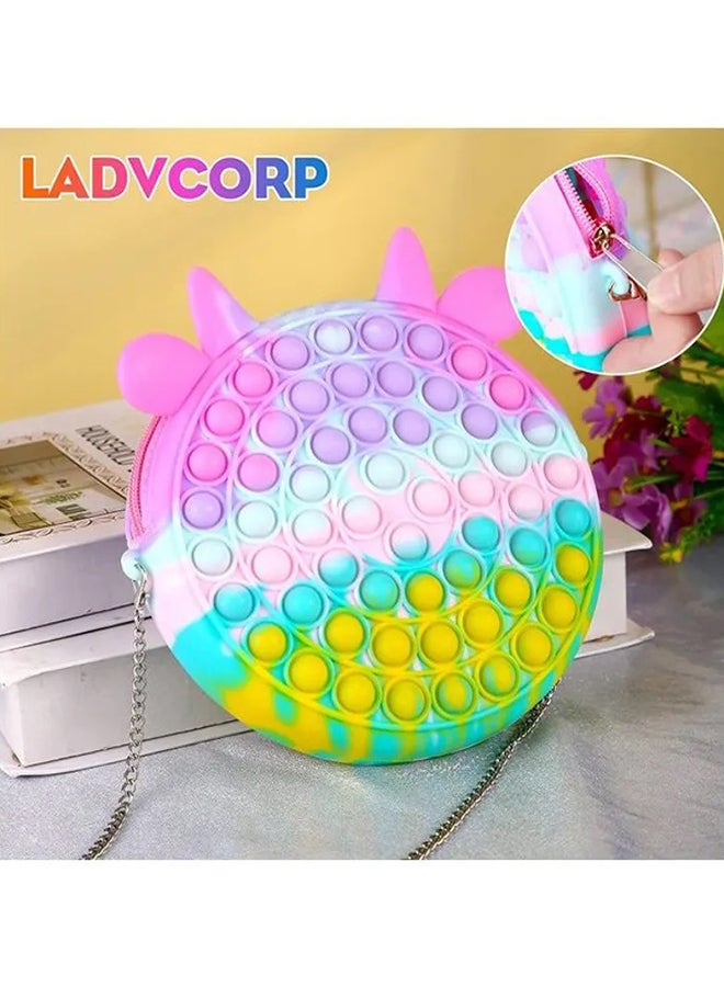 XiuWoo - 2-in-1 Stress and Anxiety Relief Push Pop Bubble Silicone Unique Fidget Toy Shoulder Bag 7.08x7.08x7.87inch - Image 1