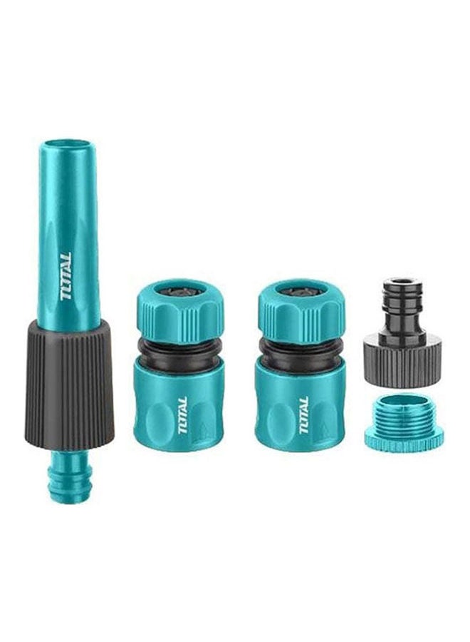 Total Tools 5 Pieces Plastic Hose Fittings Set For Garden Hose - 1/2 And 3/4" Green 