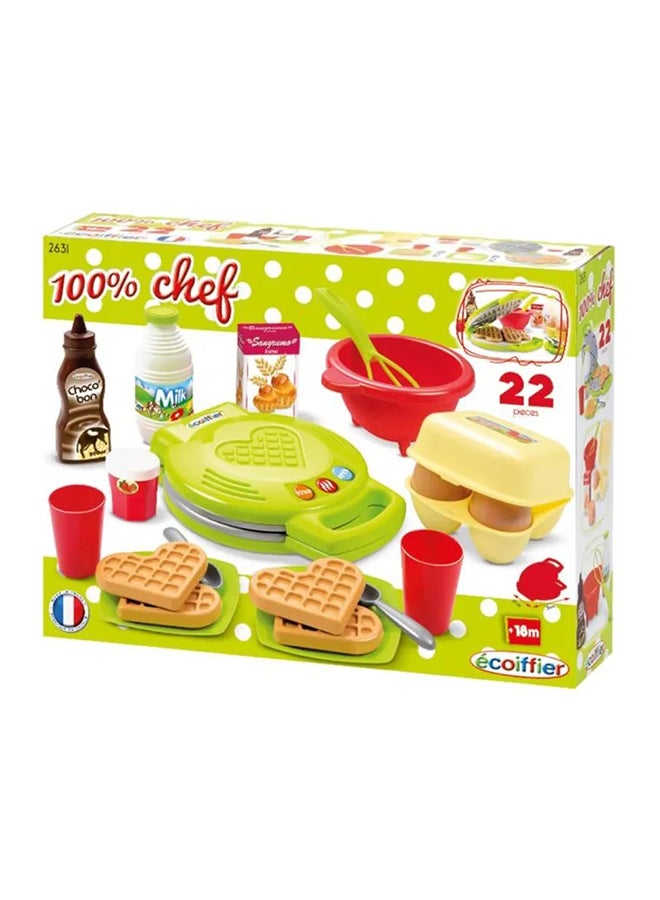 ecoiffier Chef Waffle Maker Set,Set Of 22 Chef Waffle Maker 17X21cm 17X21cm - Image 1