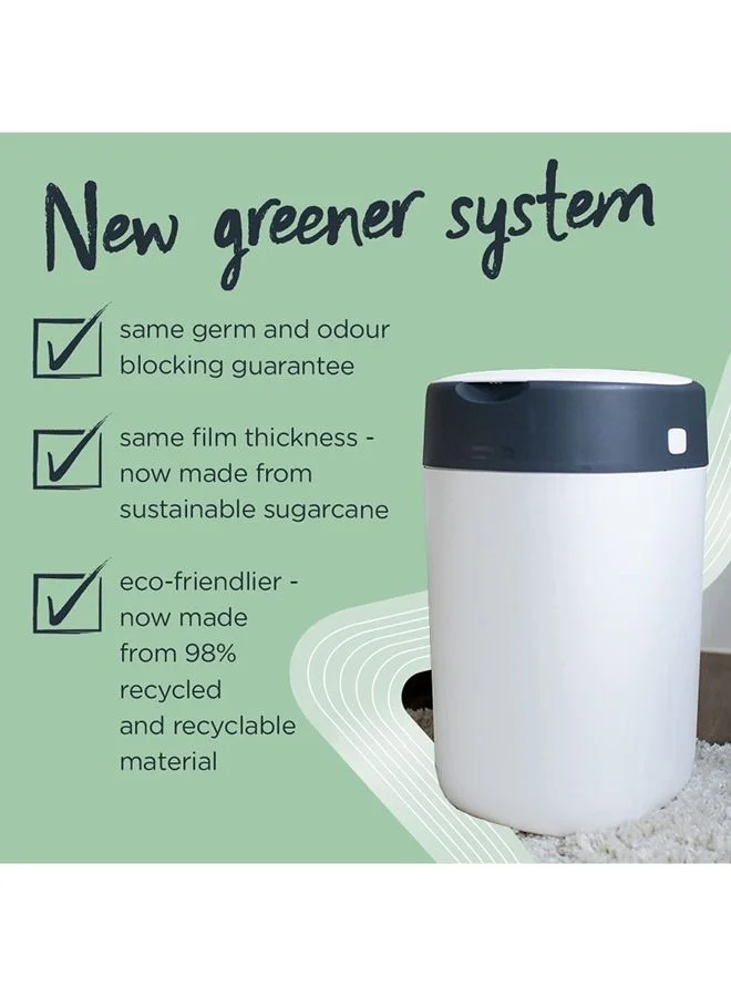 tommee tippee Pack Of 18 Twist And Click Advanced Nappy Bin Refill Cassettes, Sustainably Sourced Antibacterial Greenfilm Grey
