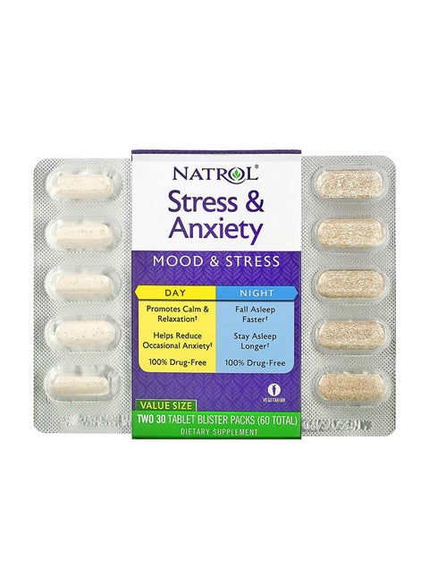 Stress And Anxiety Day Night Dietary Supplement - 60 Tablets