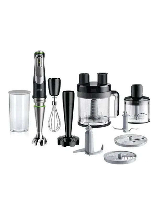 BRAUN hand Blender, Multi quick 9, 2L Food Processor, 600ml Beaker, 500ml Chopper, Whisk, Potato Masher, Stainless Steel Shaft, Splash Control, MQ9187XLI Black-Silver 