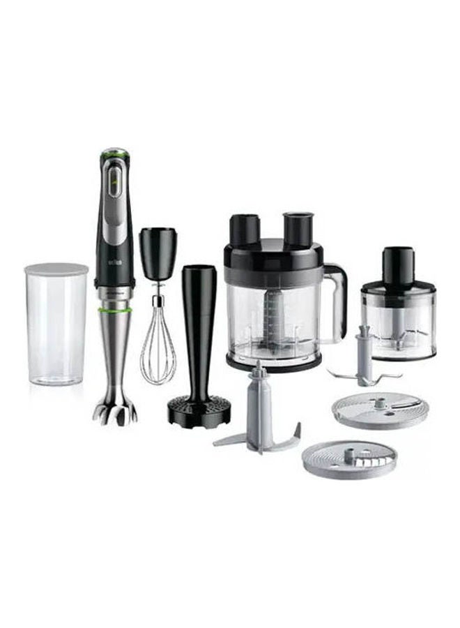 BRAUN hand Blender, Multi quick 9, 2L Food Processor, 600ml Beaker, 500ml Chopper, Whisk, Potato Masher, Stainless Steel Shaft, Splash Control, MQ9187XLI Black-Silver  - Image 1