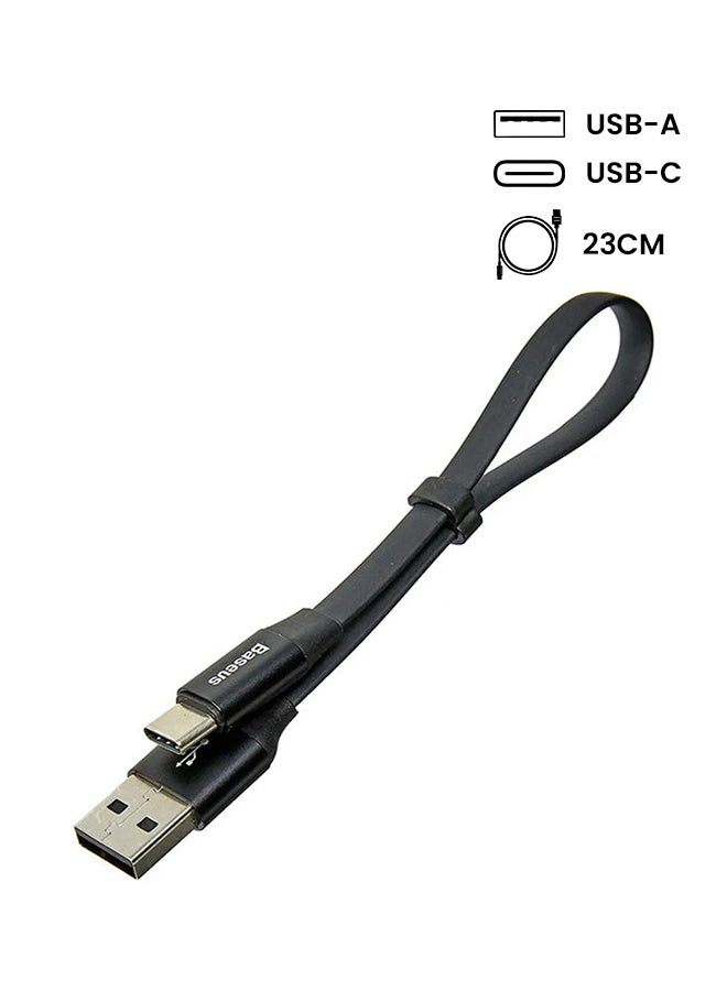 Baseus Nimble USB-A to Type-C Flat Cable 23cm- Ultra Portable Compatible for Samsung S21 S20 S9 Note 20 10 Huawei P30 P20 Lite Mate 20 Pro P20 LG G5 G6 Xiaomi Mi 11 Ultra A2 etc. Black - Image 2