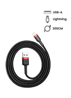 Baseus USB to Lightning Charging Cable Cafule Nylon Braided High-Density Quick Charge Compatible for iPhone 13 12 11 Pro Max Mini XS X 8 7 6 5 SE iPad (2 Meter) Red/Black  - Image 2