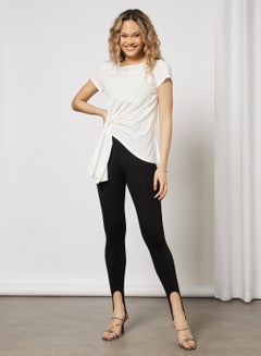 FOREVER 21 Gathered Asymmetrical Hem T-Shirt White  - Image 3