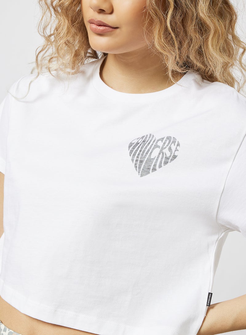 CONVERSE - Cropped Heart T-Shirt Optical White - Image 1