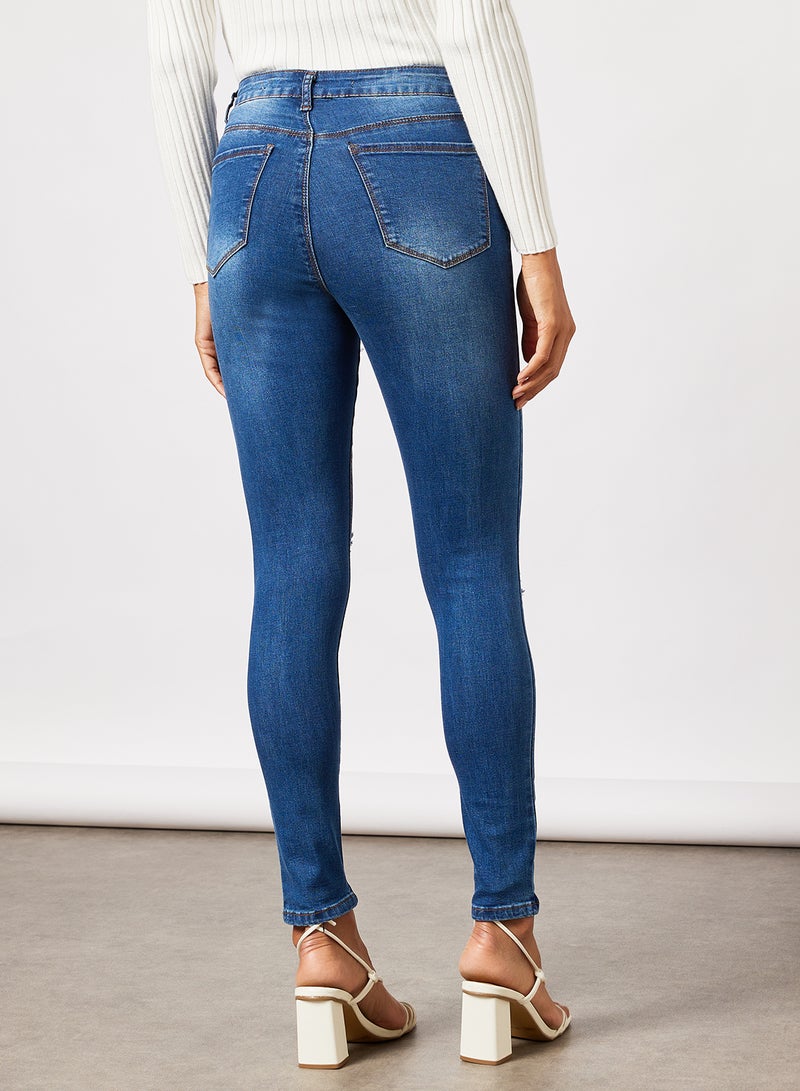 BRAVE SOUL - Ripped Skinny Jeans Indigo - Image 1