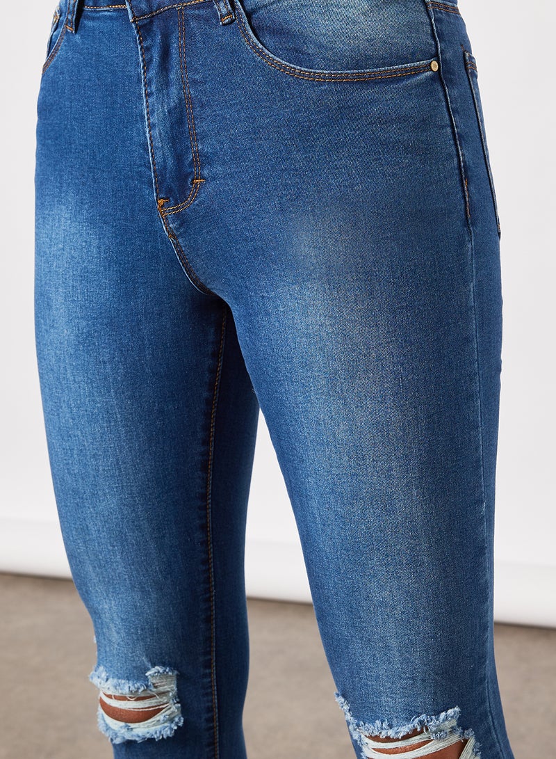 BRAVE SOUL - Ripped Skinny Jeans Indigo - Image 1