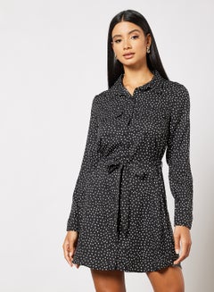 Heart Print Dress Black/White Heart Print