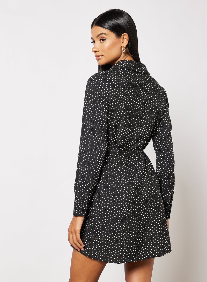 BRAVE SOUL - Heart Print Dress Black/White Heart Print - Image 1