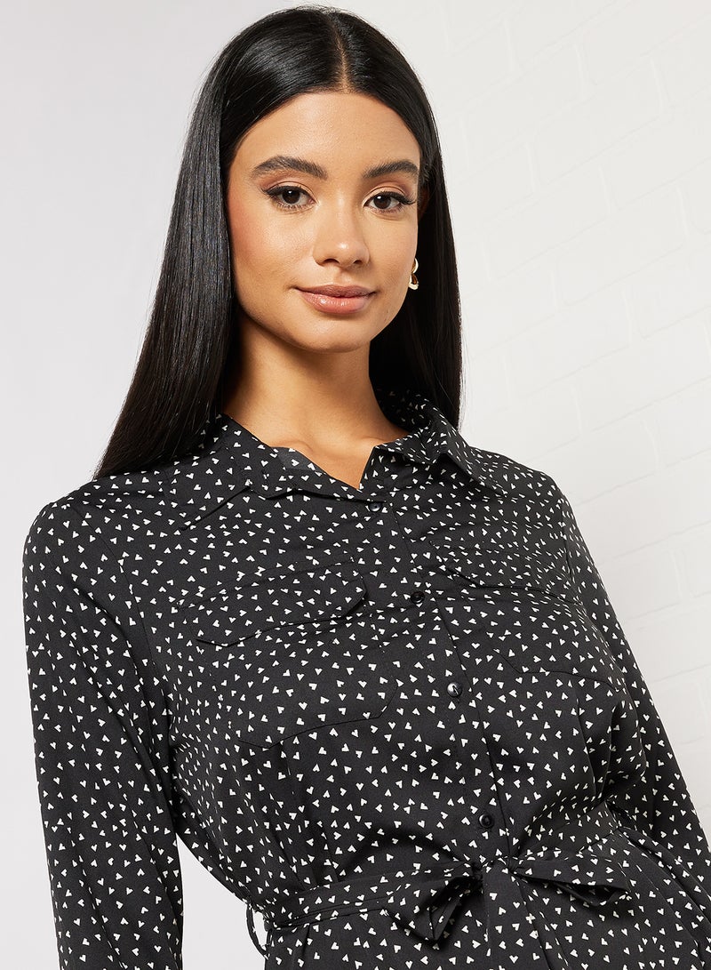 BRAVE SOUL - Heart Print Dress Black/White Heart Print - Image 1