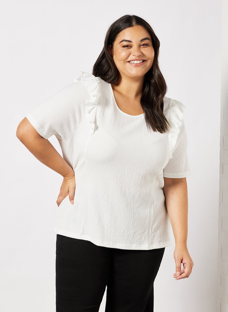Only Carmakoma - Plus Size Frill Detailed Top Cloud Dancer - Image 1