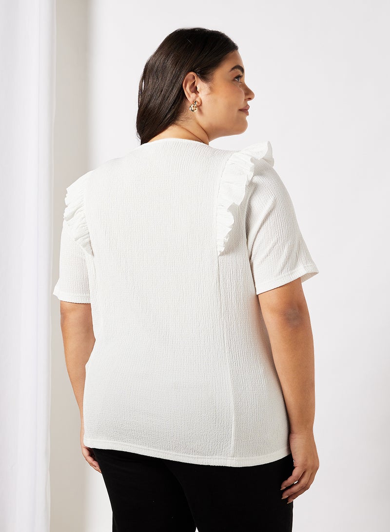 Only Carmakoma - Plus Size Frill Detailed Top Cloud Dancer - Image 1