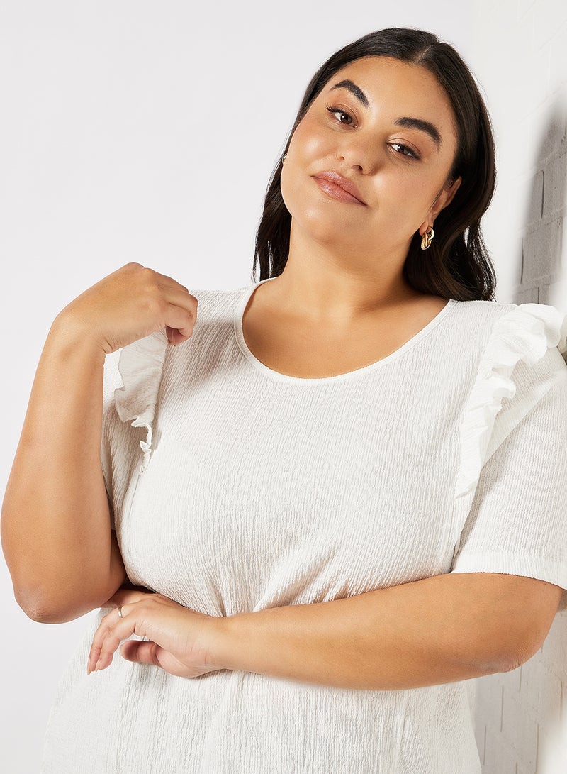 Only Carmakoma - Plus Size Frill Detailed Top Cloud Dancer - Image 1