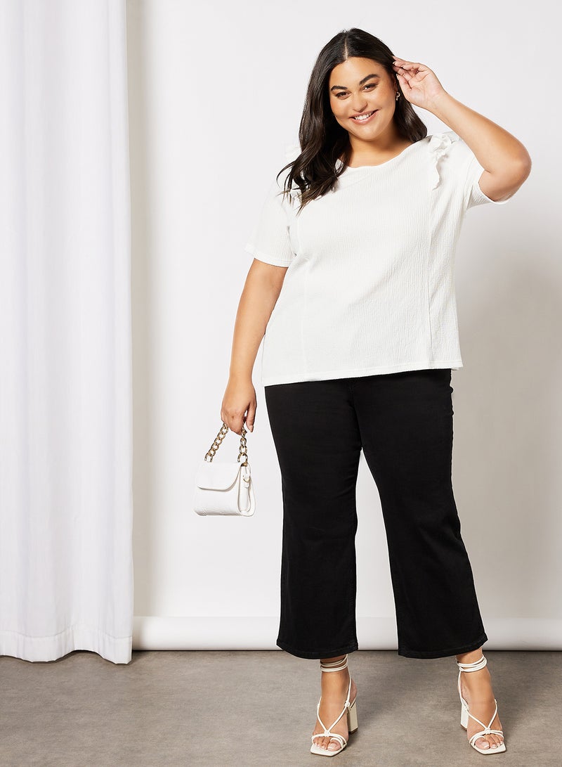 Only Carmakoma - Plus Size Frill Detailed Top Cloud Dancer - Image 1