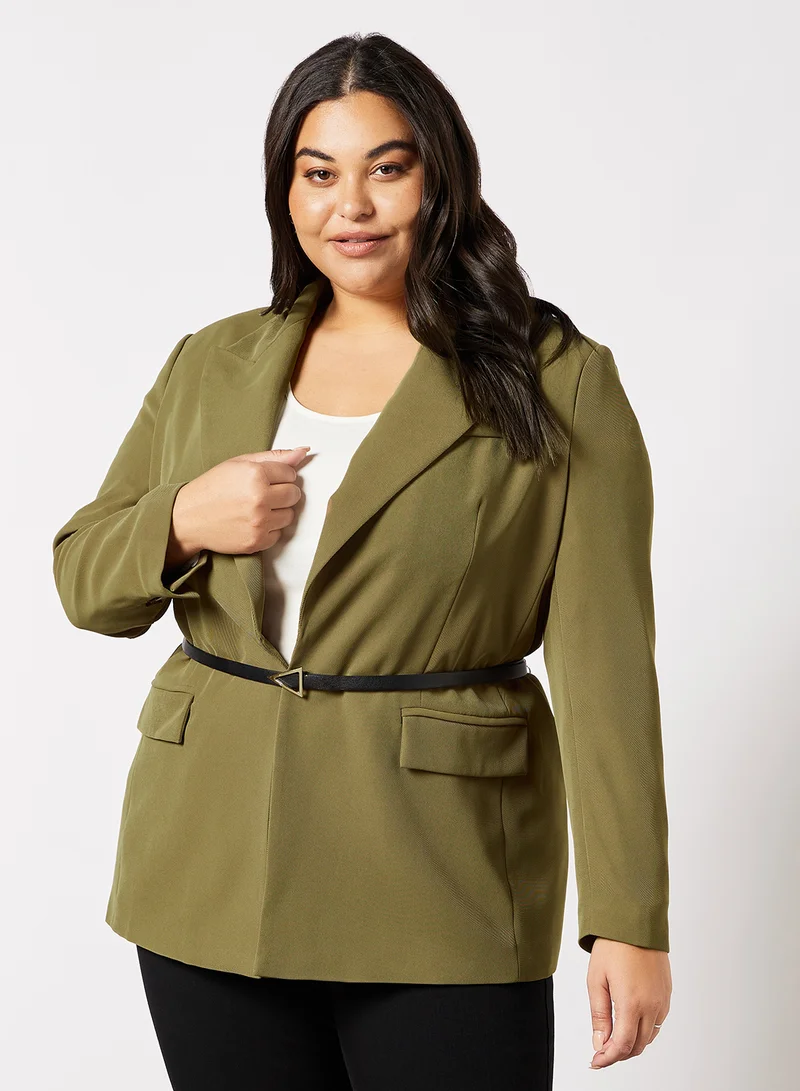 Violeta By Mango Plus Size Solid Blazer