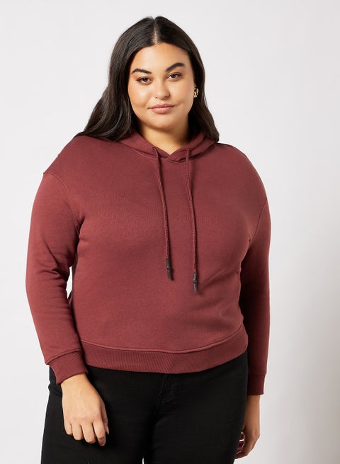 Plus Size Organic Cotton Hoodie Burgandy