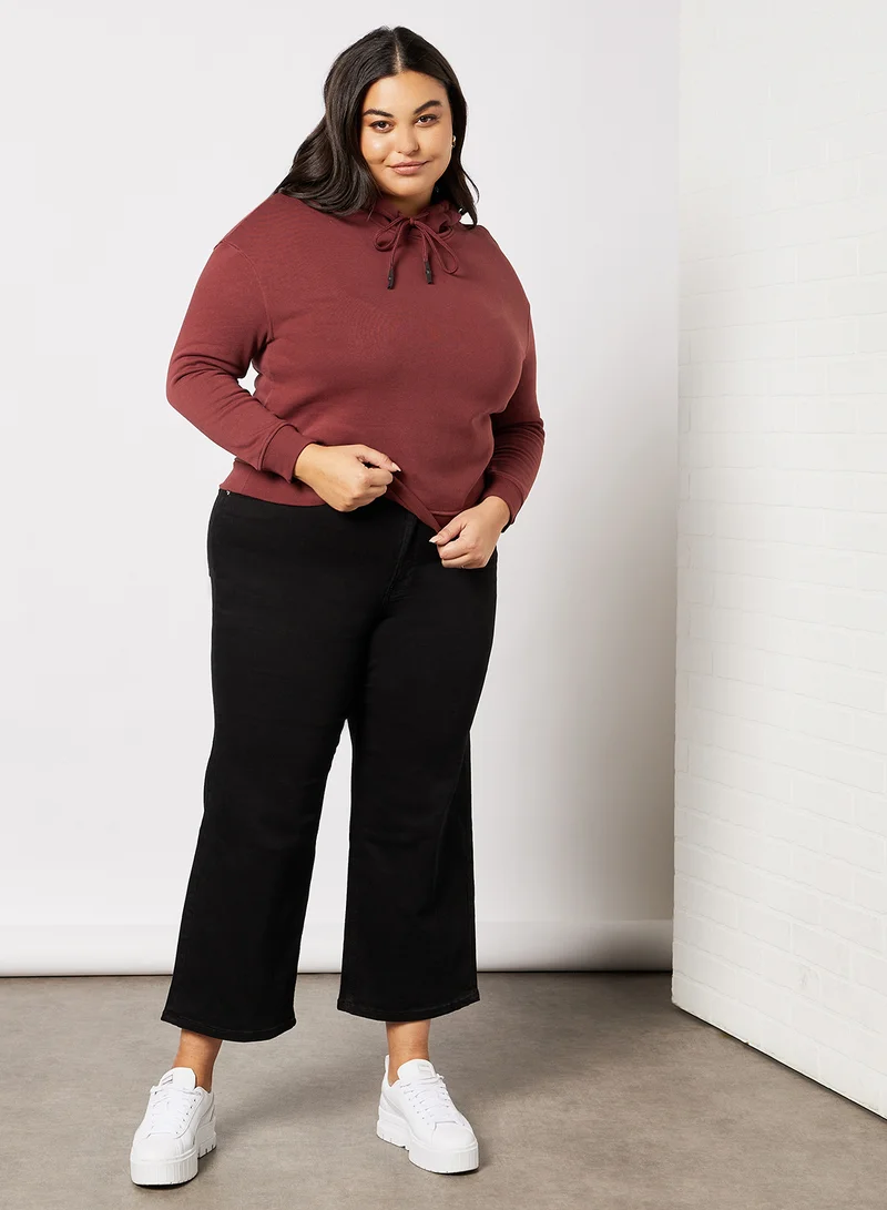 Violeta By Mango Plus Size Organic Cotton Hoodie Burgandy