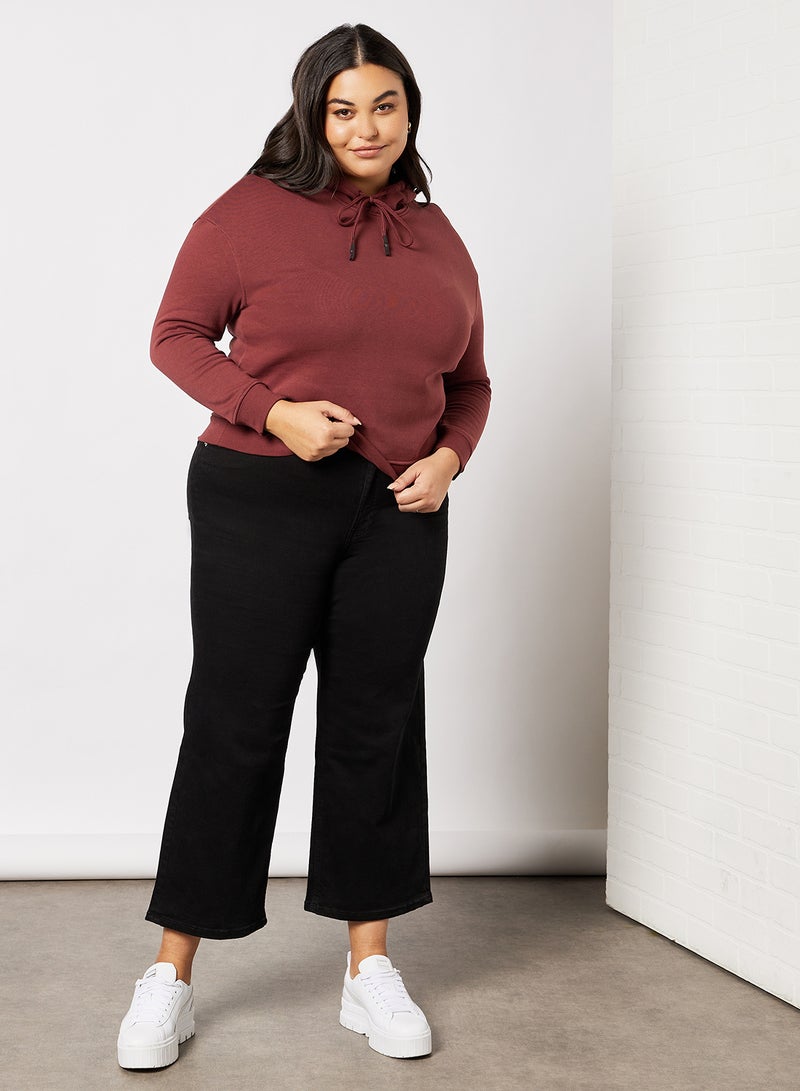 Violeta By Mango - Plus Size Organic Cotton Hoodie Burgandy - Image 1