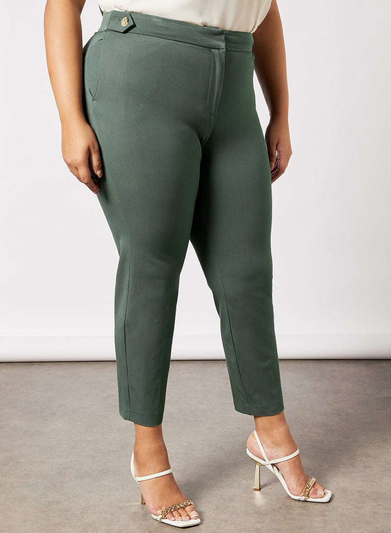 Violeta By Mango - Plus Size Plain Pants Green - Image 1