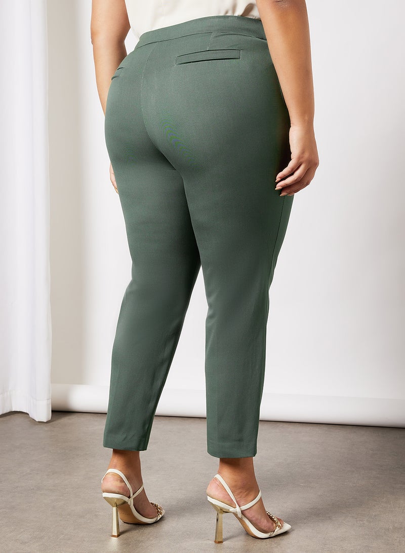 Violeta By Mango - Plus Size Plain Pants Green - Image 1