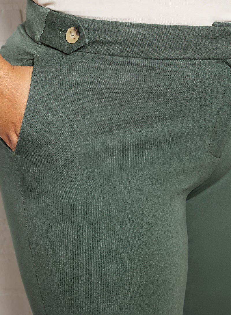 Violeta By Mango - Plus Size Plain Pants Green - Image 1