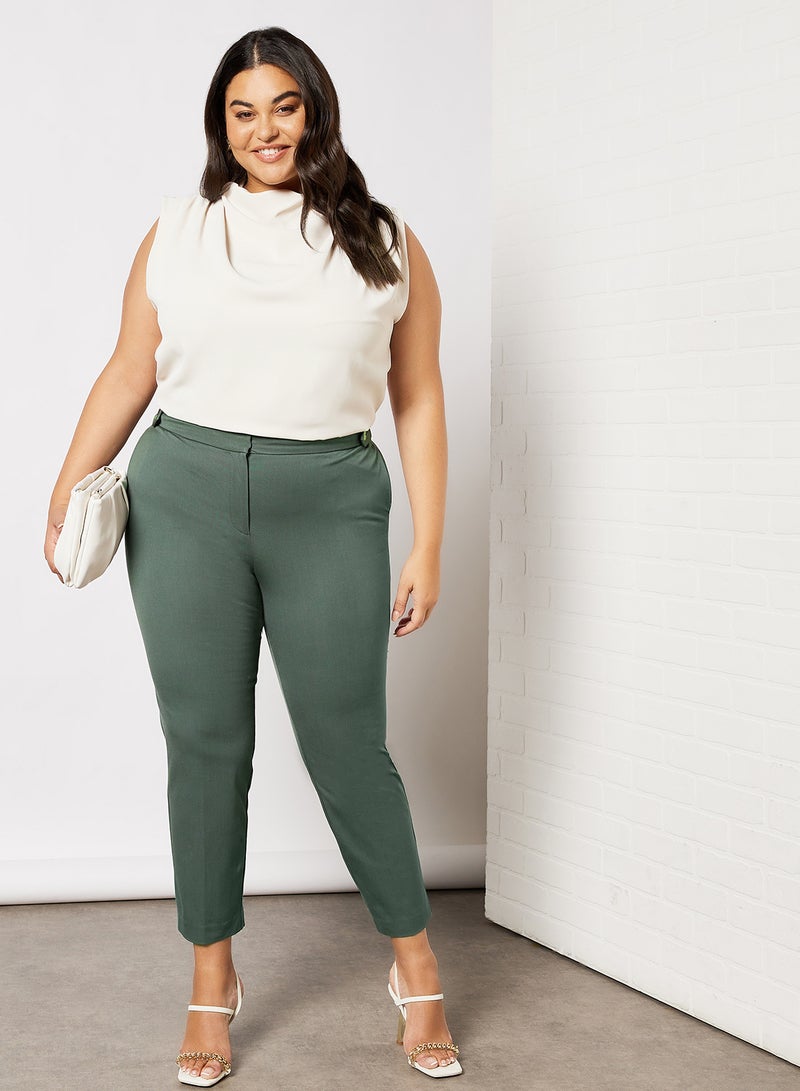 Violeta By Mango - Plus Size Plain Pants Green - Image 1