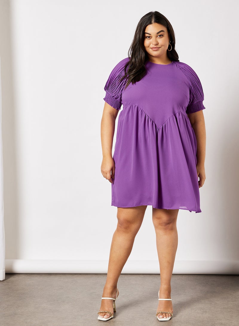 VERO MODA Plus Size Puff Sleeve Mini Dress Purple  - Image 1