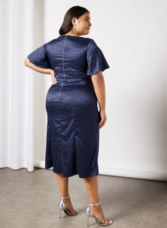Chi-Chi London Plus Size Front Slit Midi Dress Blue  - Image 2
