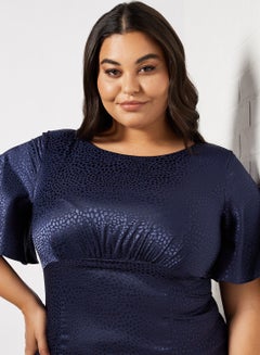Chi-Chi London Plus Size Front Slit Midi Dress Blue  - Image 3