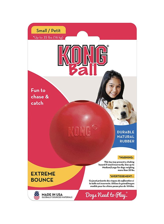 Kong - Ball With Hole Durable Rubber Fetch Toy Red 2.5inch - Image 1