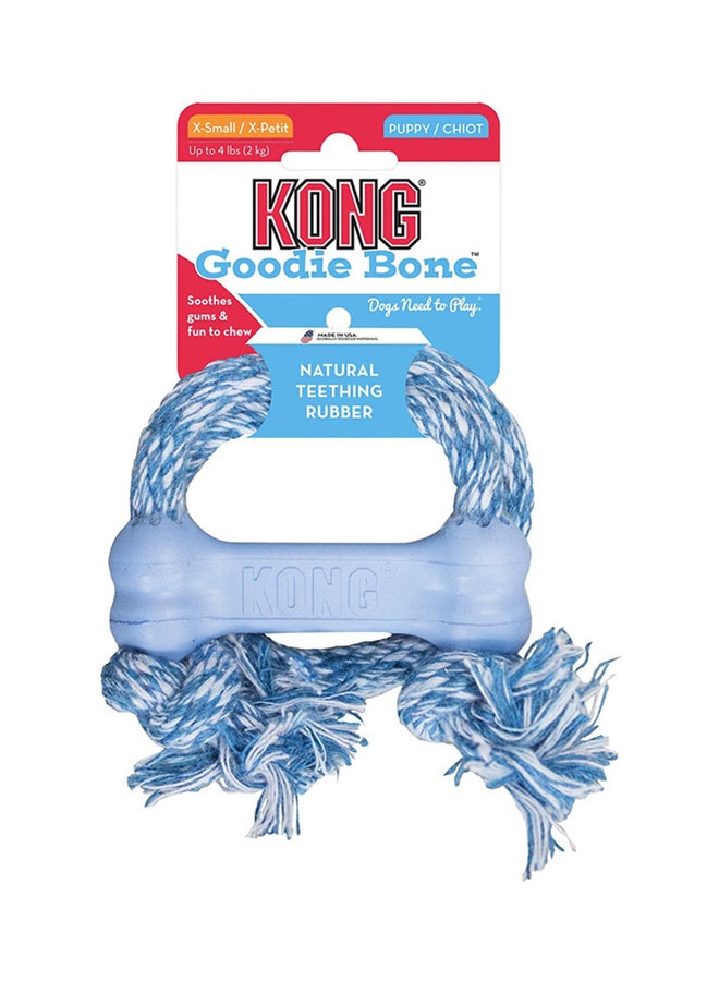 Kong - Puppy Goodie Bone With Rope Teeth Cleaning Dog Toy Blue One Size - Image 1