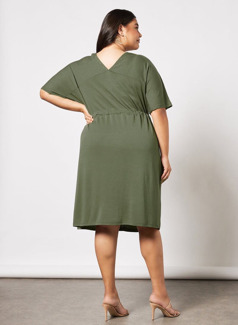 Drawstring Waist Dress Covert Green - v1651046152/N36003964V_2