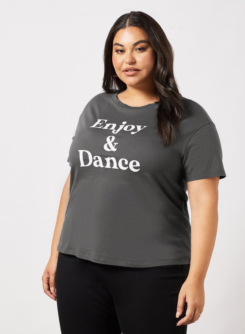 Violeta By Mango - Plus Size Organic Cotton T-Shirt Grey - Image 1