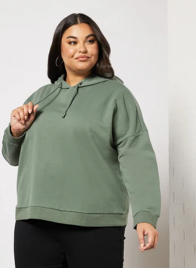 Vero Moda Curve Plus Size Drawstring Hoodie Light Green