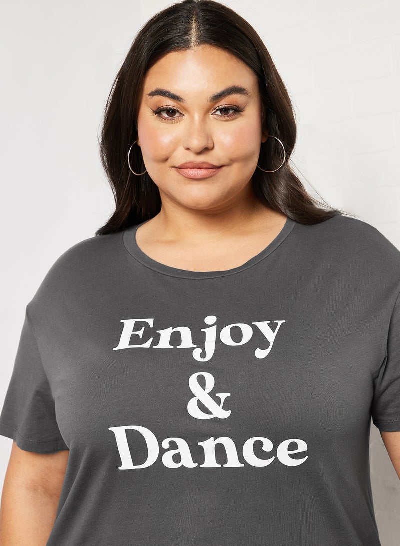 Violeta By Mango - Plus Size Organic Cotton T-Shirt Grey - Image 1