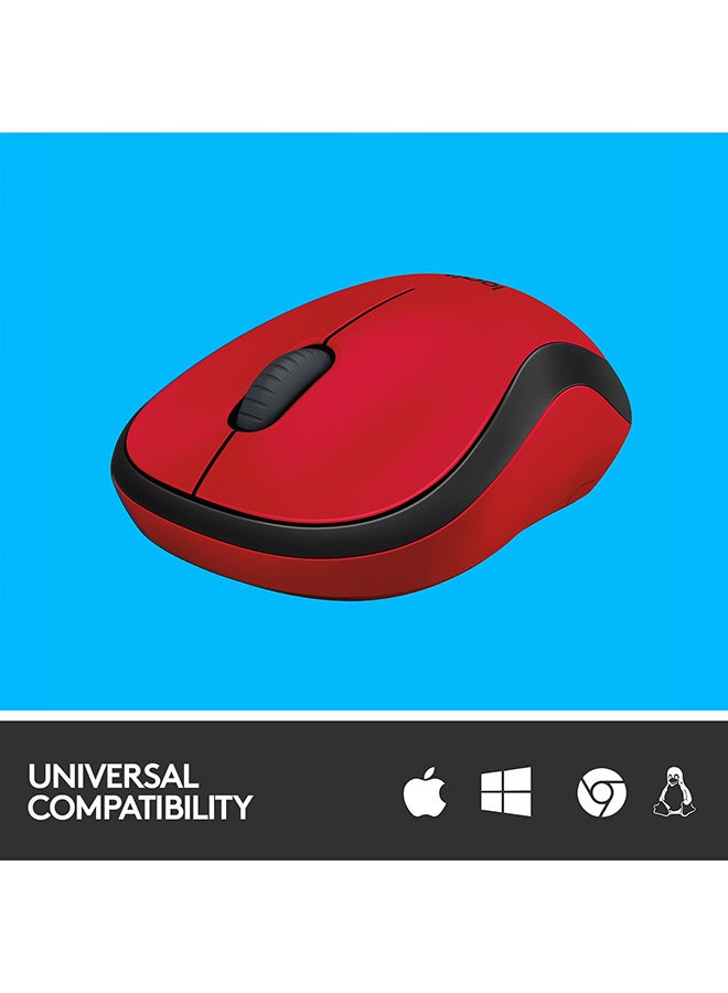 M220 Wireless Mouse, Silent Buttons, 2.4 GHz With USB Mini Receiver, 1000 DPI Optical Tracking, 18 Month Battery Life, Ambidextrous PC / Mac / Laptop Red
