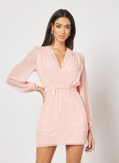 Solid Wrap Dress Pink